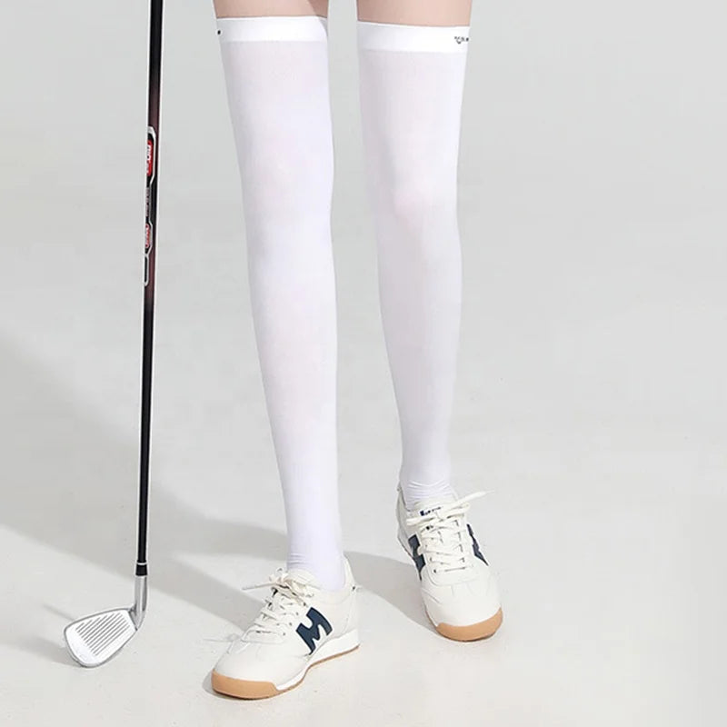 Wholesale White Thin Sports Compression Stockings Women Nylon Tennis Golf Knee High Long Socks