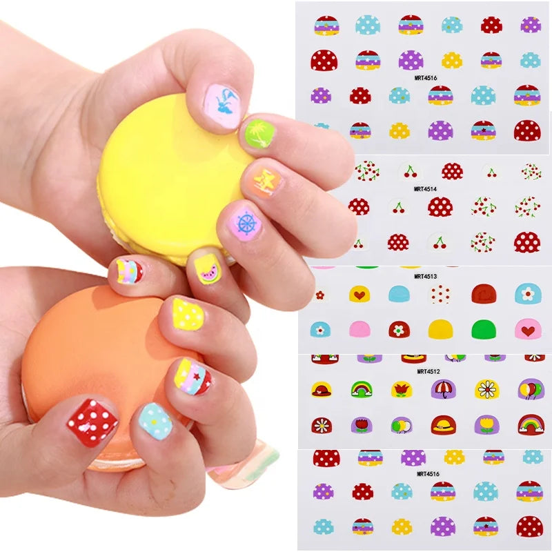 Cartoon 3D Nail Art Stickers Self-Adhesive Eco-Friendly DIY Anime Design Cute Decals for Girls Kids Women