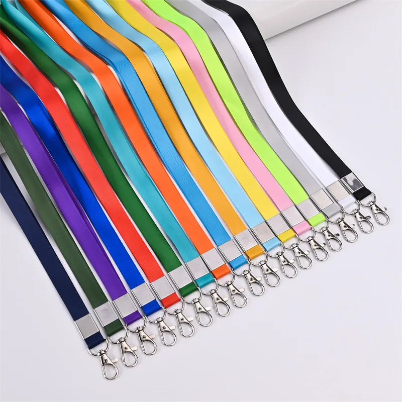 Custom 15mm Blank Solid Color Polyester Working ID Badge Holder Lanyard Exhibition Office Neck Lanyard