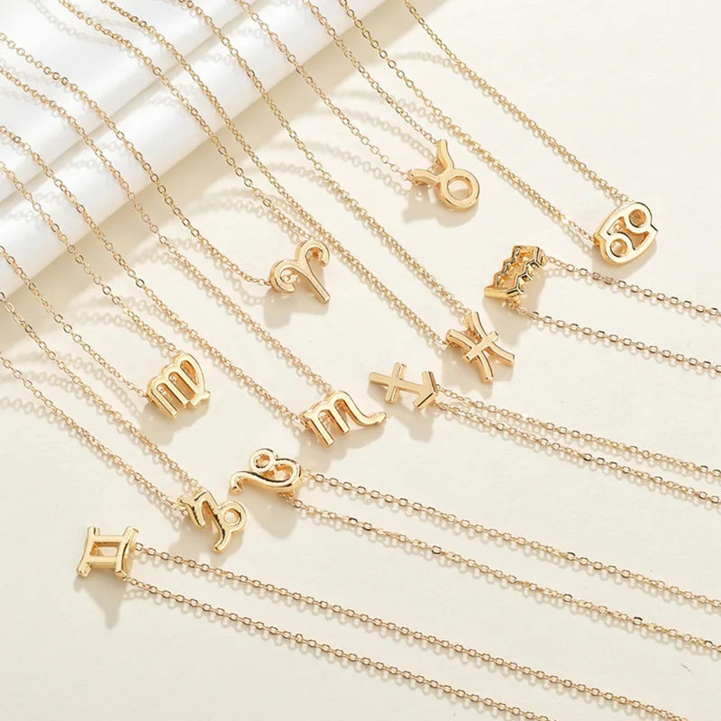 Custom 12 Zodiac Sign Stainless Steel Necklace 14k Plated Personalized Tarot Card Couple Necklace for Men Women Jewelry