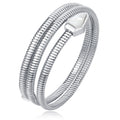Fashion Trendy Platinum Plated Brass Natural Mother-Of-Pearl Multi-Layer Elastic Metal Snake Bone Unisex Anniversary Bracelet