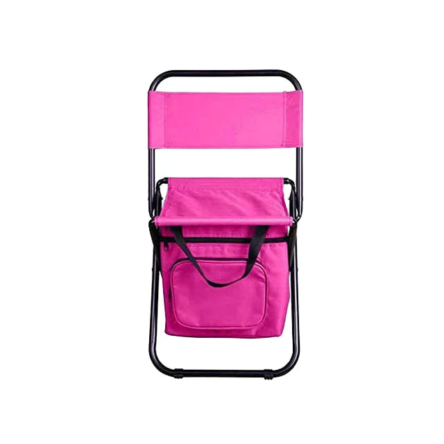 WOQI Modern Design Metal (Iron) Camping Chair Padded Folding Chair with Cooler Bag Ice Bag for Picnics Travel Camps for Adults