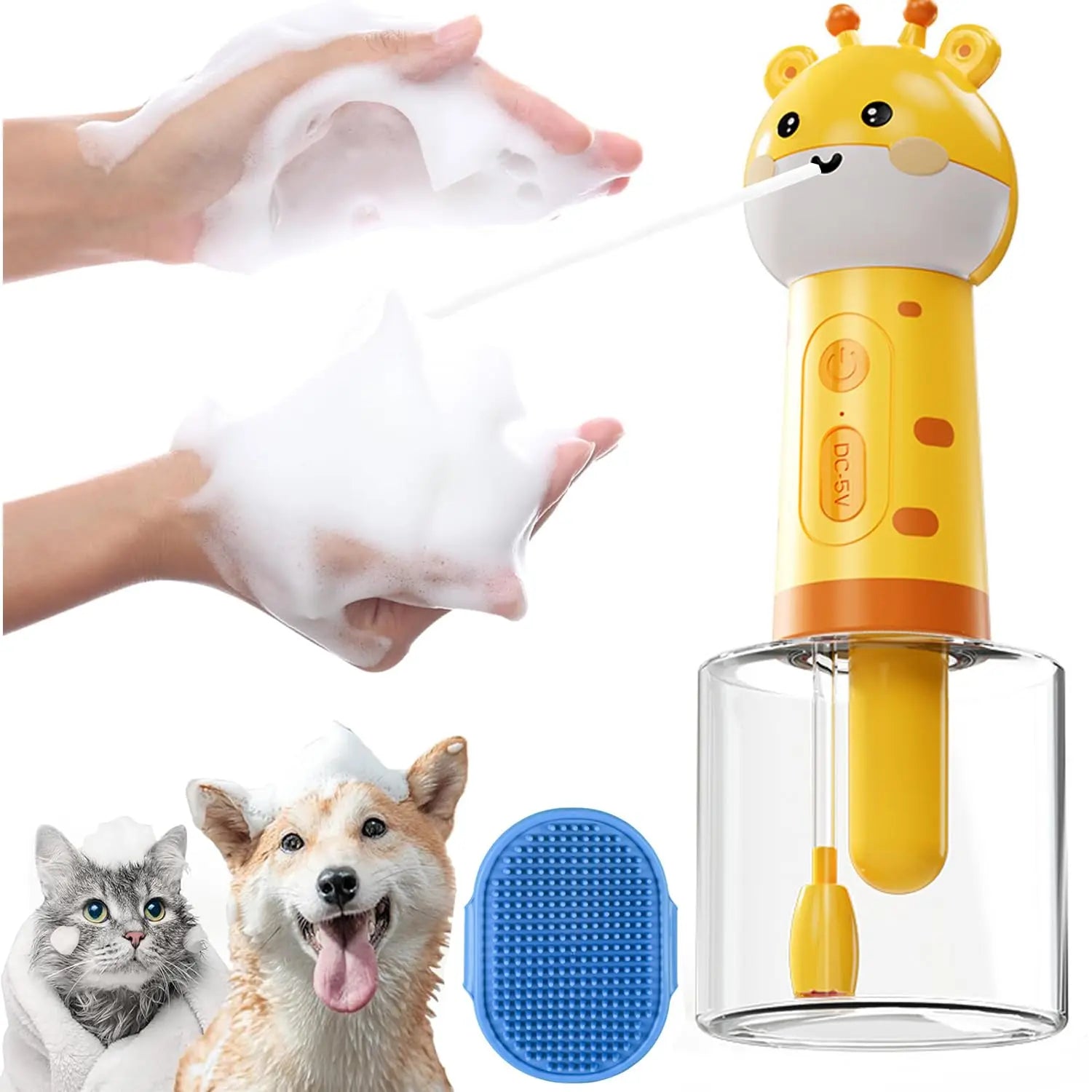 Luxury Rechargeable Electric Pet Deep Cleaning Bath Sprayer 1800mAh IPX6 Waterproof Automatic Dog Foaming Soap Dispenser Stocked