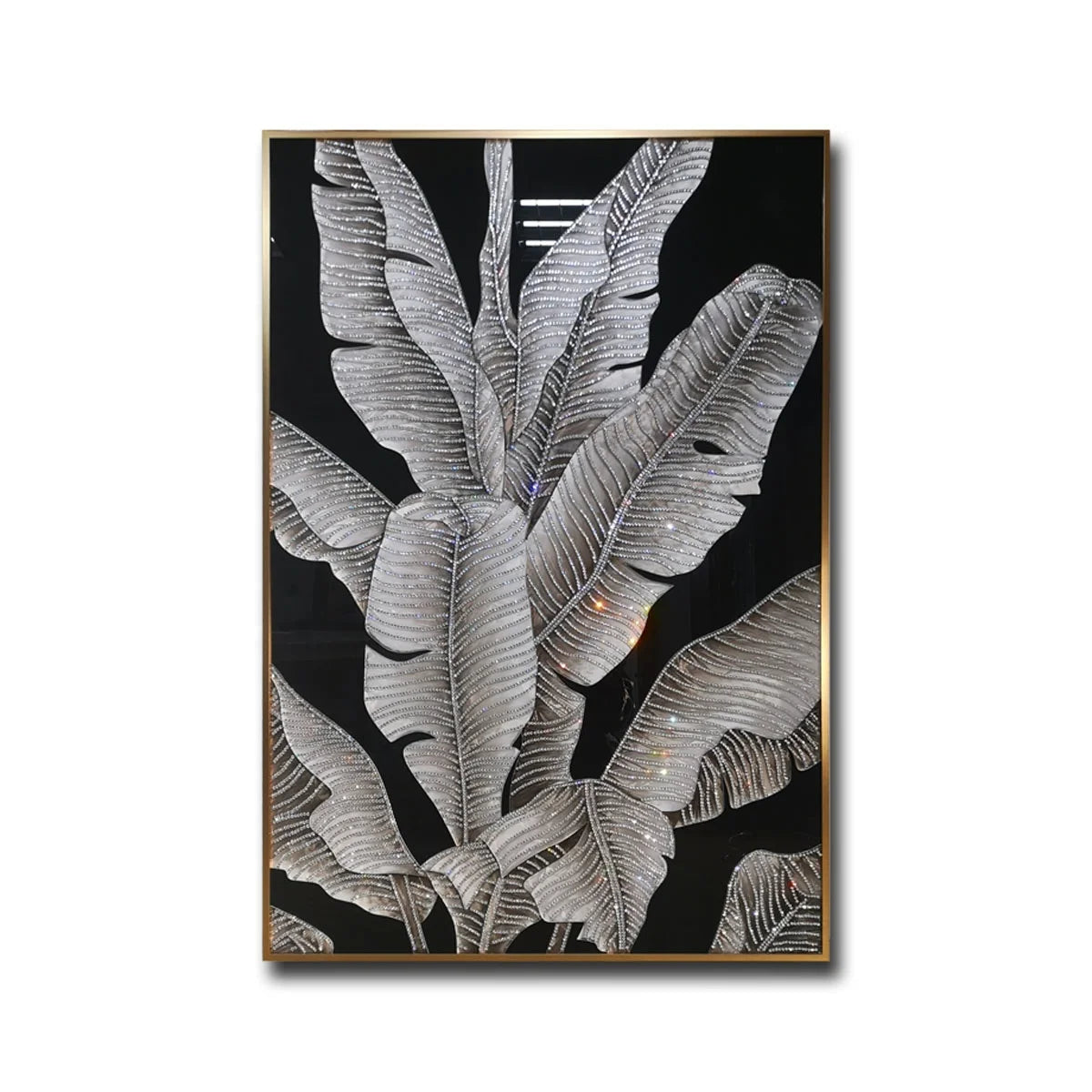 2023 Modern Art Living Room Banana Leaf Crystal Porcelain Painting for Entrance Hall and Dining Room Light Luxury Decoration