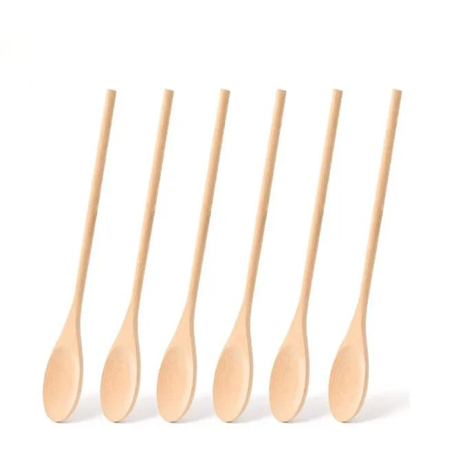 Personalized Engraving Logo Wood Gift Spoon Mixing Stirring Tasting Long Handle Oval 12 Inch Beech Wooden Spoons for Cooking