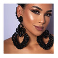 Wholesale Fashion Exaggerated Geometric Super Large Rhinestone Black Diamond Drop Earrings for Women