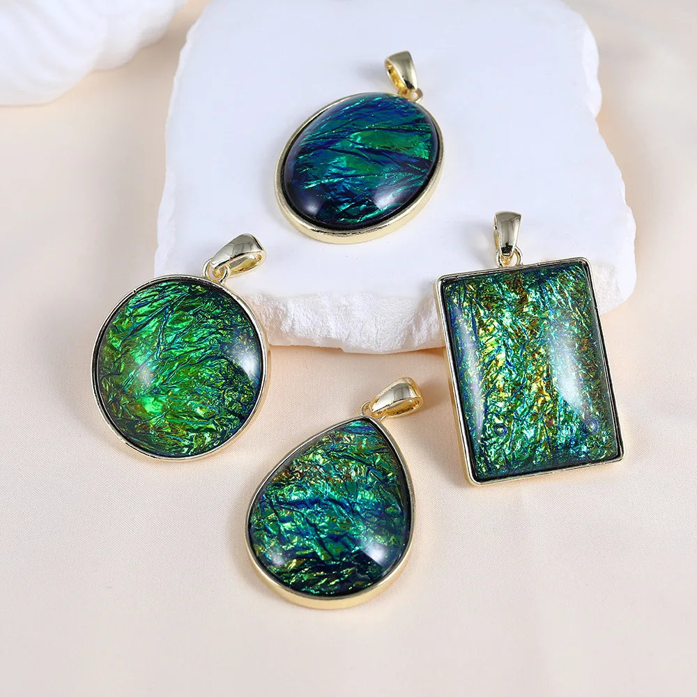 New Elegant High-grade Water DropAntique Bronze Plate Inlaid Canada Ammonite Pendant for Women Necklace