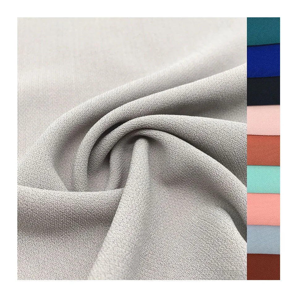 Low MOQ Solid Color in Stock Heavyweight 200gsm 100% Polyester Twill Moss Crepe Fabric for Dress