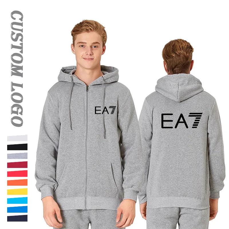 Men's Custom Embroidered Zipper Hoodie Cotton Polyester Gym Fleece Jersey Embossed Logo Streetwear Sublimation Print Knitted