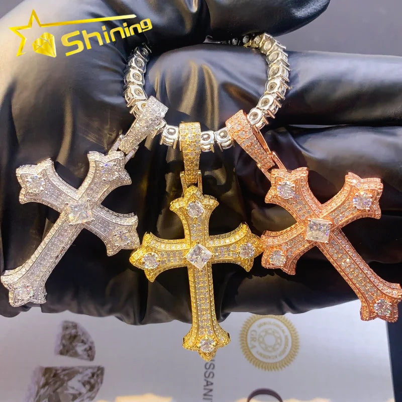 Wholesale Price High Quality Hip Hop Pendant 925 Sterling Silver GRA Certificated Moissanite Cross Pendant