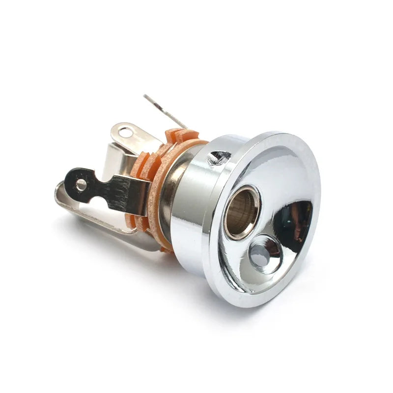 Stereo Socket Jack Plate Holder for Electric Guitar 6.35mm Stereo Plug Electrosocket Recessed Jack Chrome Guitar Parts