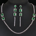 2022 New Luxury Crystal Wedding Jewelry Set Shiny Bridal Necklace Earrings Elegant Emerald Zircon Jewelry Set for Women