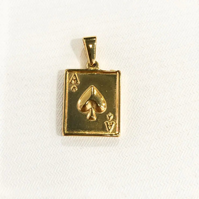 18K Gold Ace of Spades Playing Card Poker Charms Fashion Stainless Steel Poker a Pendant Punk Men Jewelry