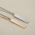 Diy Stainless Steel Ornament Collarbone Necklace Rectangular Smooth Face Pendant Lettering Necklace