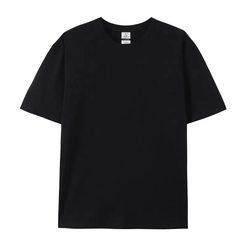 Men's Casual Short-Sleeved T-Shirt Round Neck Knitted Fabric Breathable Blank Design Plain Style