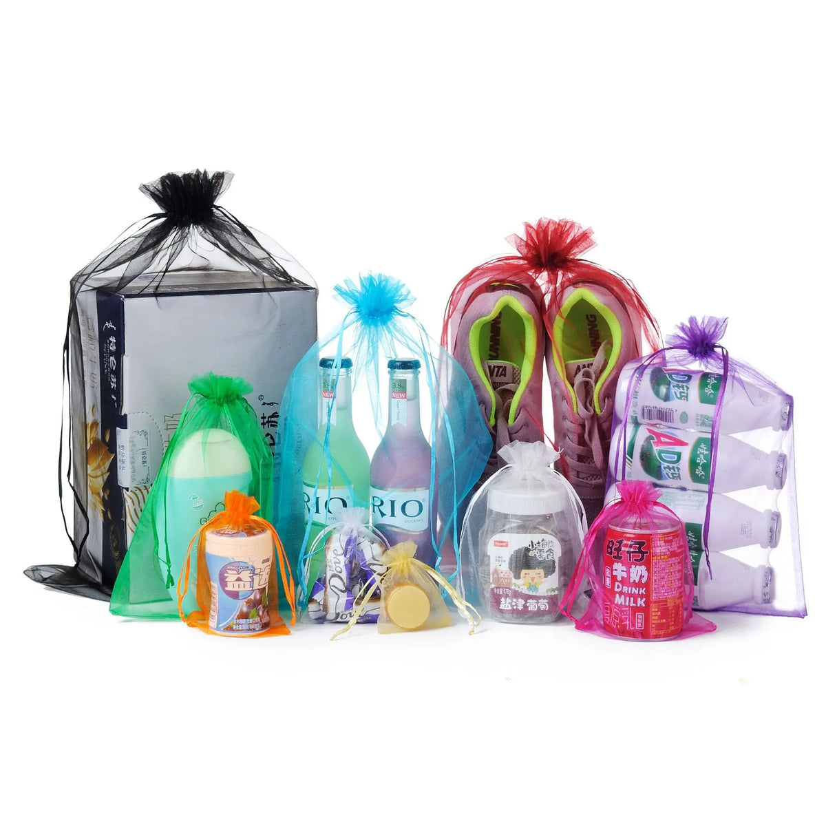 11*16cm 100PCS Organza Gift Bags Jewelry Packaging Organza Pouches Cosmetics Perfume Candy Organza Bags With Drawstring