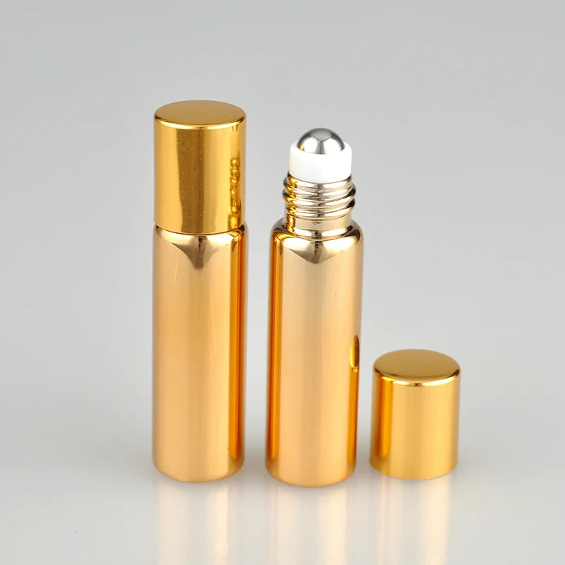 Wholesale 5ml Metal Aluminum Golden Sliver Liptint Essential Oil Roller Bottles