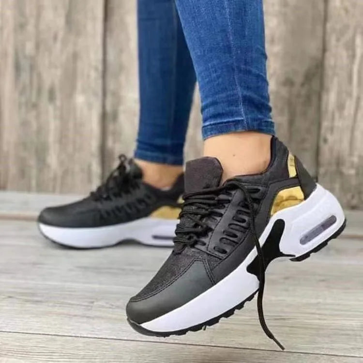 2026 New European and American Foreign Trade Large Size Casual Women's Shoes Thick Bottom Low-top Lace-up Sneakers