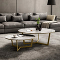 Italian Luxury Modern Extendable Coffee Table with Stainless Steel and Marble Custom Size for Living Room