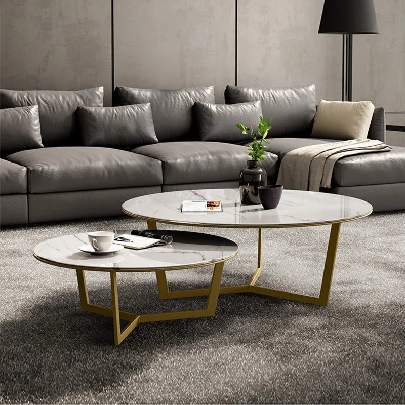 Italian Luxury Modern Extendable Coffee Table with Stainless Steel and Marble Custom Size for Living Room
