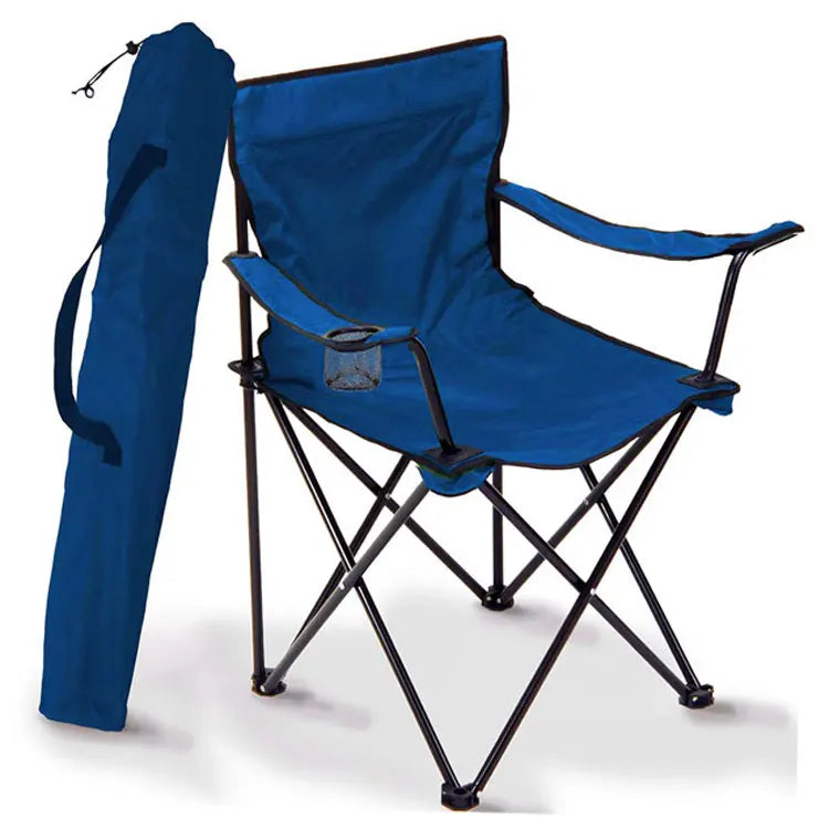 Factory Made Popular Lightweight 600D Polyester Beach Outdoor Foldable Camping Picnic Fishing Chairs with Armrests Cup Holder