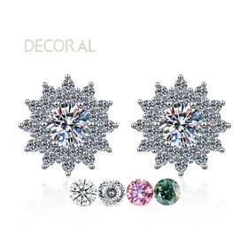 925 Sterling Silver Earrings 1 Carat Moissanite Diamond Wrapped Round Earrings Stars Custom Earrings Wholesale
