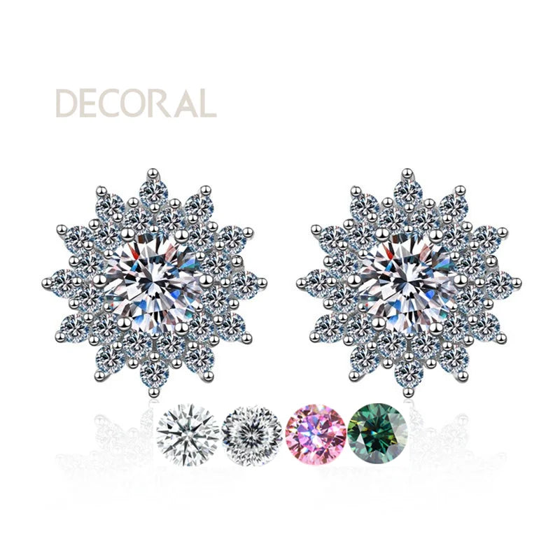 925 Sterling Silver Earrings 1 Carat Moissanite Diamond Wrapped Round Earrings Stars Custom Earrings Wholesale