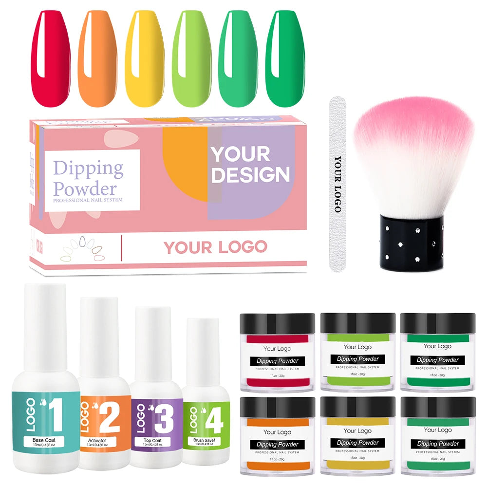 Custom Home Summer Nail Art Acrylic Dip Powder Kit Dip Nail Kit Ema Nail Dipping Powder Set for New Starter