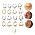 Hengsen Stainless Steel Earrings Crystal Nose Rings Hinged Segment Clicker Hoop Tragus Helix Cartilage Nostril Piercing Jewelry