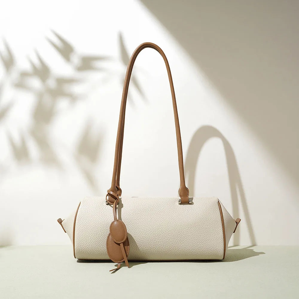 Luxury Genuine Leather Boutique Shoulder Bag for Women French Vintage Cylinder Crossbody Purse Elegant Tote Handbag Wholesale