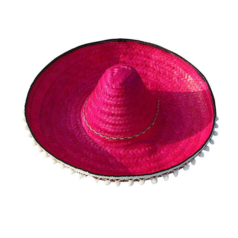 Ready to Ship Mexican Sombrero Mexico Straw Hat Adult Costume Spanish Fiesta Cinco De Mayo Festive SalsaMulti-color53cm