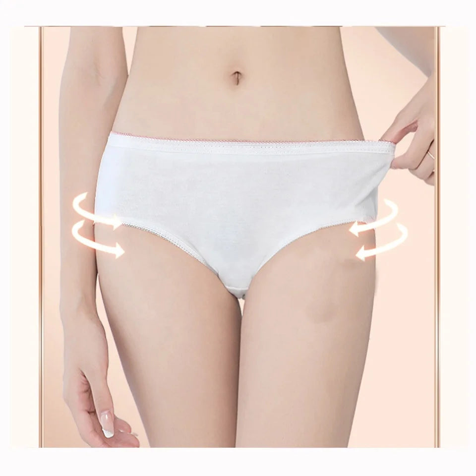 100 Cotton Lady Women Disposable Brief Sets Breathable Knitted Spa Panties Travel Underwear Bikini Type