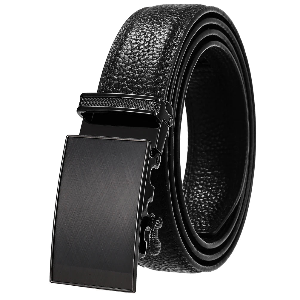LY33-21968-5 Factory Men's Casual 3.0CM Leather Belt Wear-resistant Cowhide Waistband Business Automatic Belt With Metal Buckle