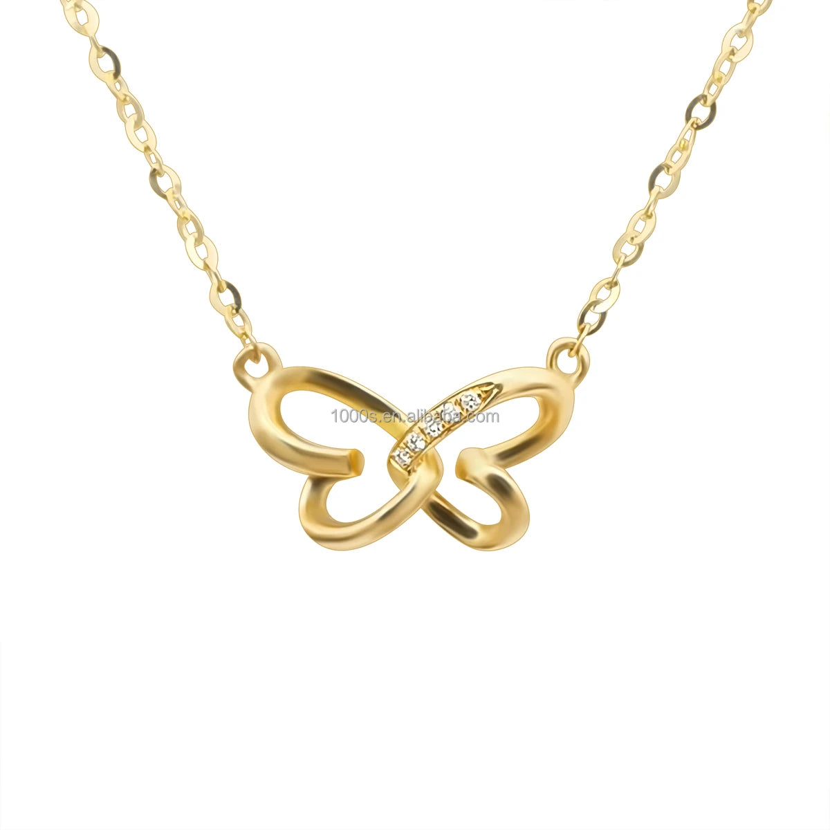 18k Real Gold Rose Gold Diamond Butterfly Charm Necklace-Trendy Wedding Engagement Gift