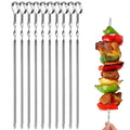 Stainless Steel Heat Resistant Reusable BBQ Skewers Kebob Sticks for Meat Shrimp Chicken Vegetables Fruit 40cm Kabob Skewers