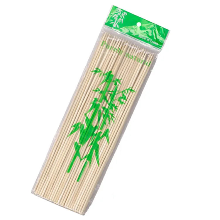 China Food Grade Bamboo Round Fruit  Bamboo Skewer 4mm 25cm Wooden Stick Bamboo Skewers
