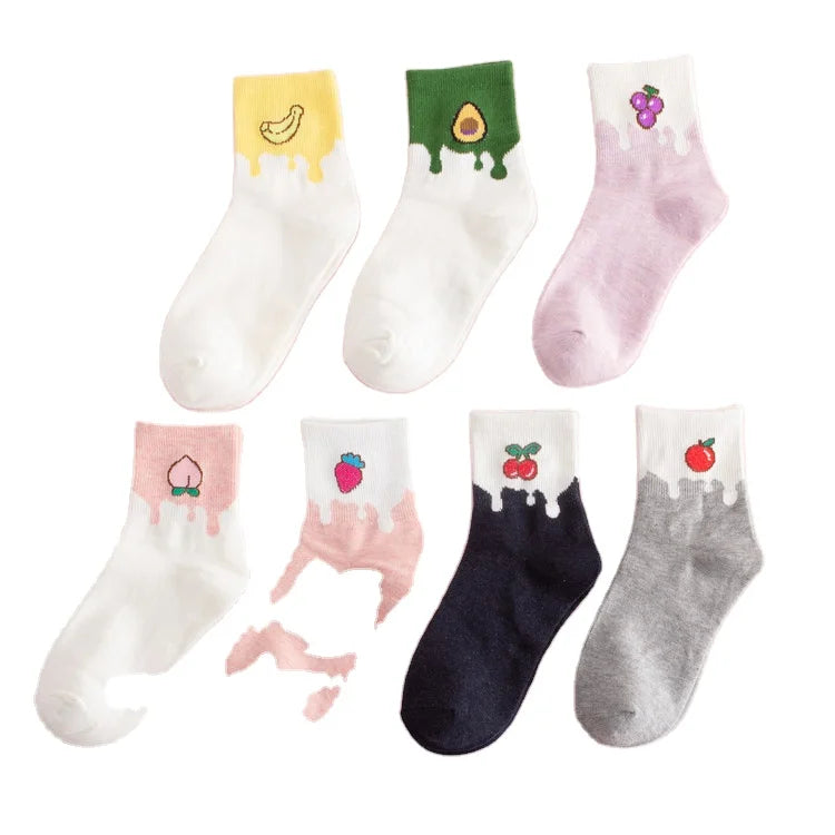Wholesale Hit Color Cute Socks Cartoon Fruit Socks Avocado Strawberry Grape Socks