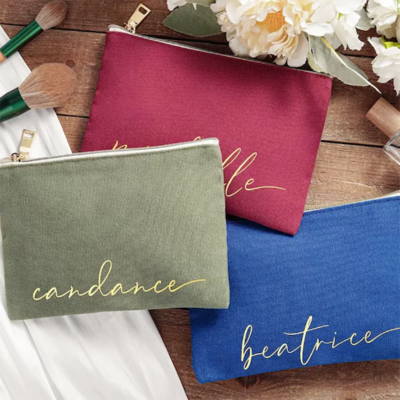 Fashion Canvas Cosmetic Bag with Soft Handle and Zipper Closure-Eco-Friendly Promotional Gift for Travel & Daily Use