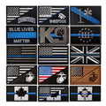 Flag Fine Blue Thread Lace Badge Embroidered Chenille Fabric Fadeless Square Patch Hook Loop for Clothing Hat Decoration