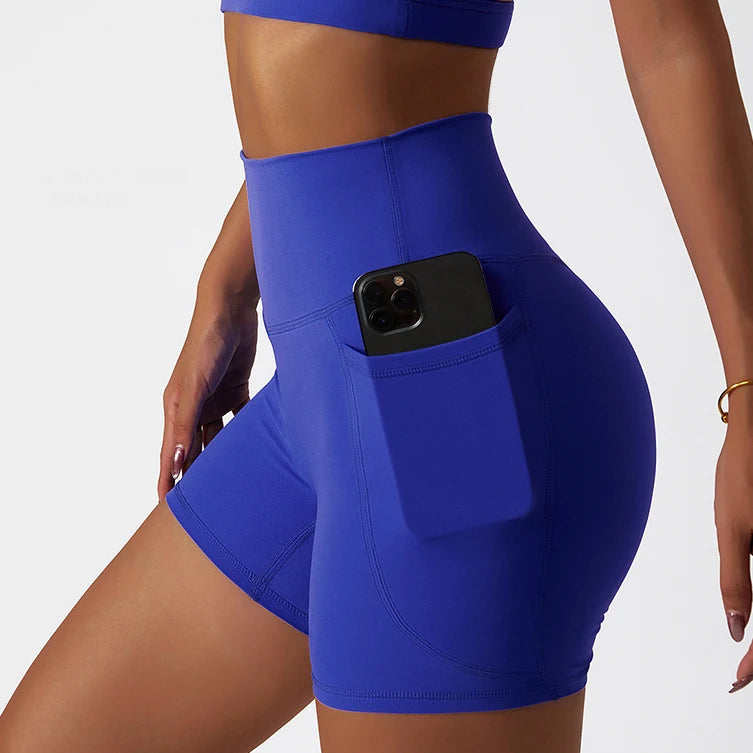 2025 Customize Biker Girl  Fitness Quick Dry Spandex Workout Summer Yoga Women'S Gym Shorts With Pocket Cycling Shorts Women Gym