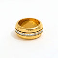High End 18K Gold Plated Waterproof Plain Gold Zirconia Pave Rotatable Stainless Steel Spinner Spin Fidget Anxiety Rings MegaBDM
