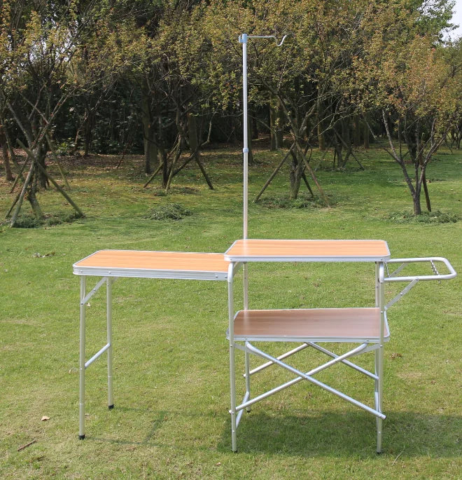Modern Foldable Aluminum Portable Table for Outdoor Dining Kitchen Picnic Cabinet with Carry Bag for Camping Parks