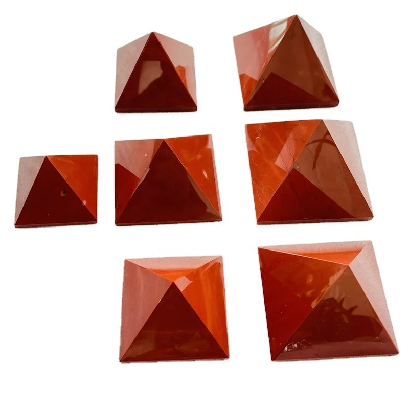 Natural Quartz Crystal Energy Point Meditation Red Jasper Pyramid Reiki Pyramid for Decoration