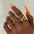 2 Pcs/Set Waterproof Stainless Steel Irregular Hollow Out Rings for Women Trendy Ladies Large Finger Ring Fashion Female Jewelry
