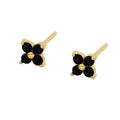 2024 NEW 925 Sterling Silver Minimalist Flower with Black Cz Diamond Stud Earrings for Women