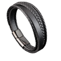 Wholesale Fashion Charm Bracelets for Boys Genuine Leather and Stainless Metal Bulk Jewelry