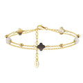 GMB66 RINNTIN S925 Silver Jewelry Layered Bracelet Femme Four Leaf Clover Bracelets Women Girls