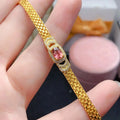 Hot Sale 925 Sterling Silver Natural Tourmaline Bracelet Classic Gold Jewelry for Gift Party Featuring Topaz Sapphire Pop Charms