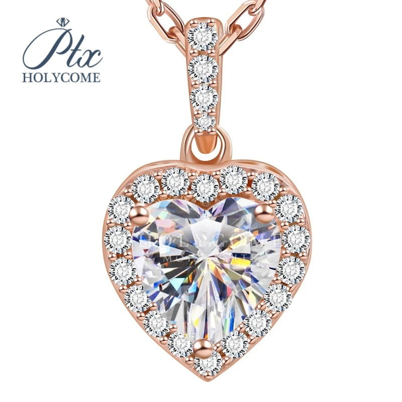 Heart Shape Halo Design Moissanite Pendant Wholesale 1ct D White VVS1 Moissanite 925 Silver Pendant Moissanite Necklace