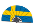 Sweden Flag Bamboo Fan Taf Papua New for 2022 Sports Polyester Summer Wedding Souvenirs for Guests Art Painted